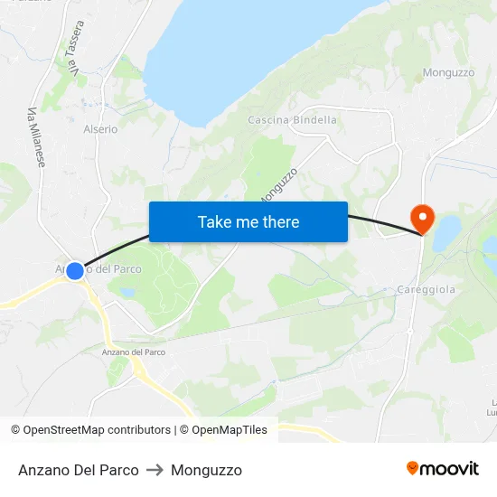 Anzano Del Parco to Monguzzo map