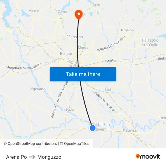 Arena Po to Monguzzo map