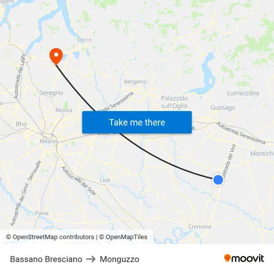 Bassano Bresciano to Monguzzo map
