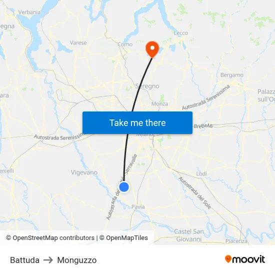 Battuda to Monguzzo map