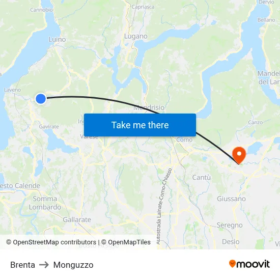 Brenta to Monguzzo map