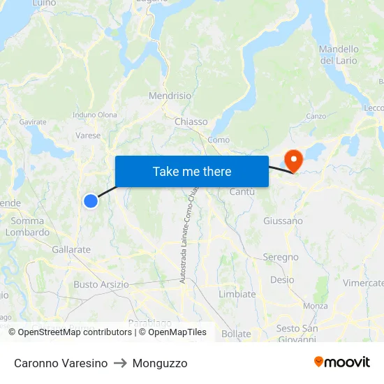 Caronno Varesino to Monguzzo map