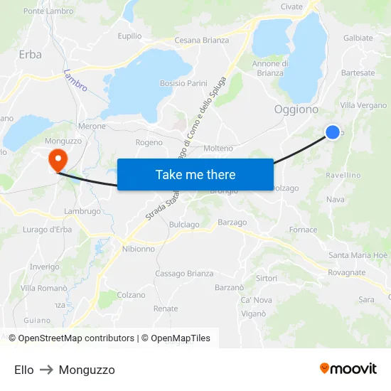 Ello to Monguzzo map