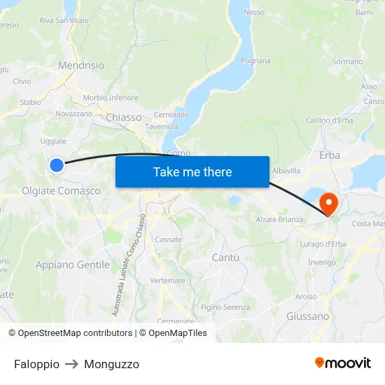 Faloppio to Monguzzo map