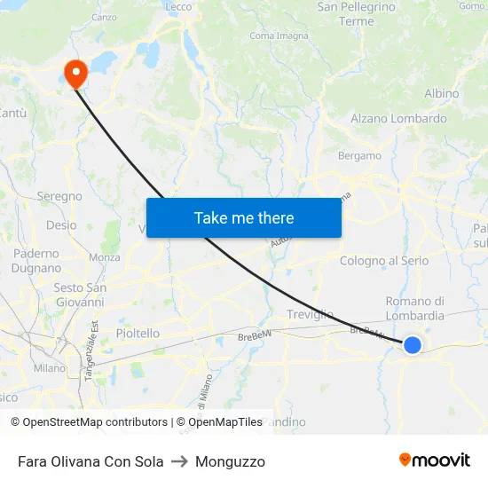 Fara Olivana Con Sola to Monguzzo map