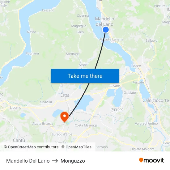 Mandello Del Lario to Monguzzo map