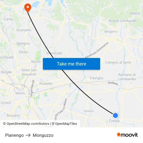 Pianengo to Monguzzo map