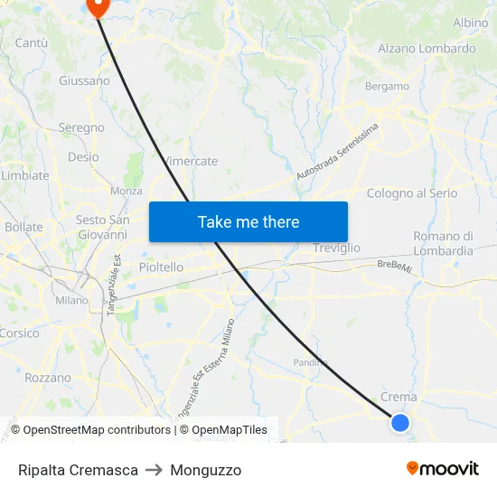 Ripalta Cremasca to Monguzzo map