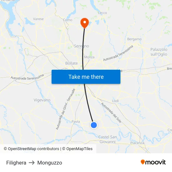 Filighera to Monguzzo map