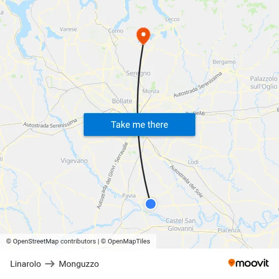 Linarolo to Monguzzo map