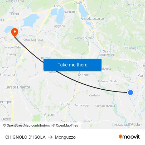 Chignolo D' Isola to Monguzzo map