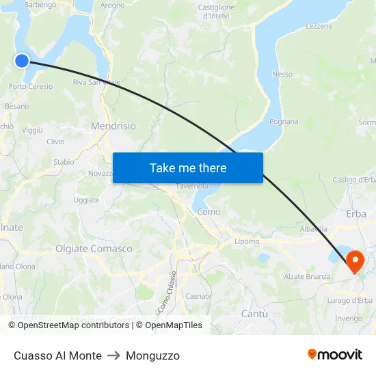 Cuasso Al Monte to Monguzzo map