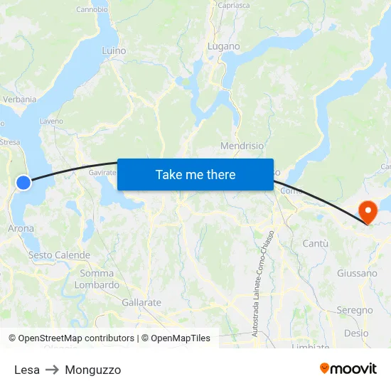 Lesa to Monguzzo map