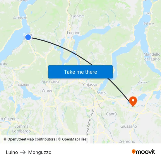 Luino to Monguzzo map