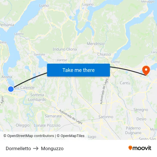 Dormelletto to Monguzzo map