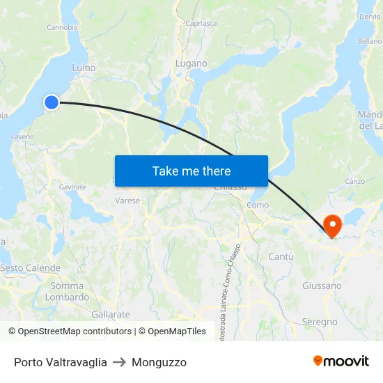 Porto Valtravaglia to Monguzzo map