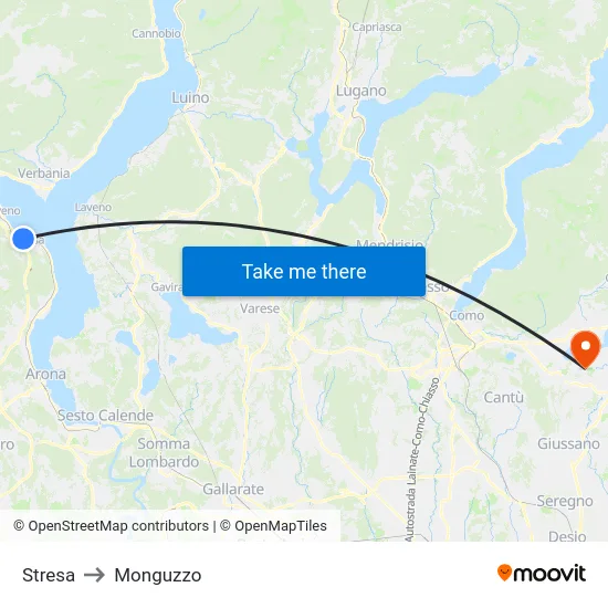 Stresa to Monguzzo map