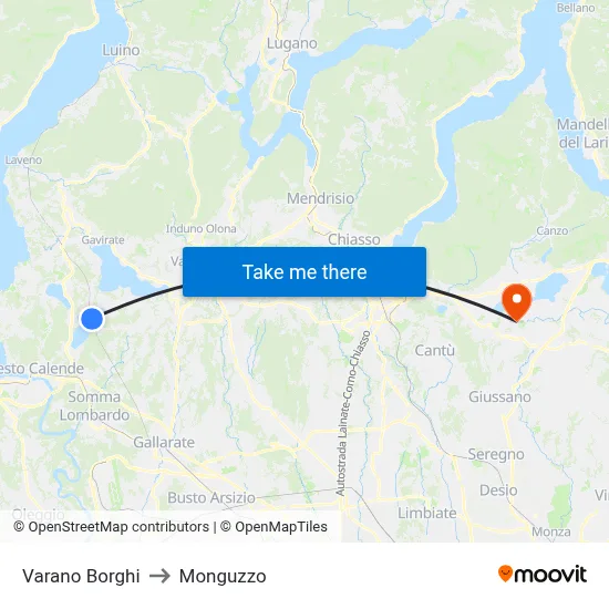 Varano Borghi to Monguzzo map