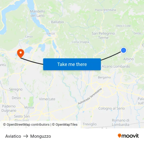 Aviatico to Monguzzo map