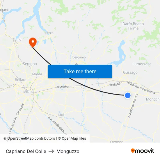 Capriano Del Colle to Monguzzo map