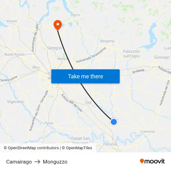 Camairago to Monguzzo map