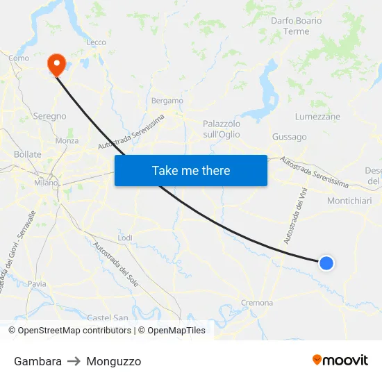 Gambara to Monguzzo map