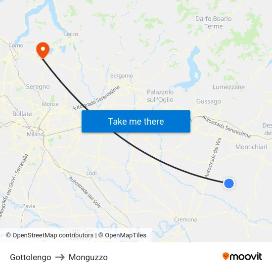 Gottolengo to Monguzzo map