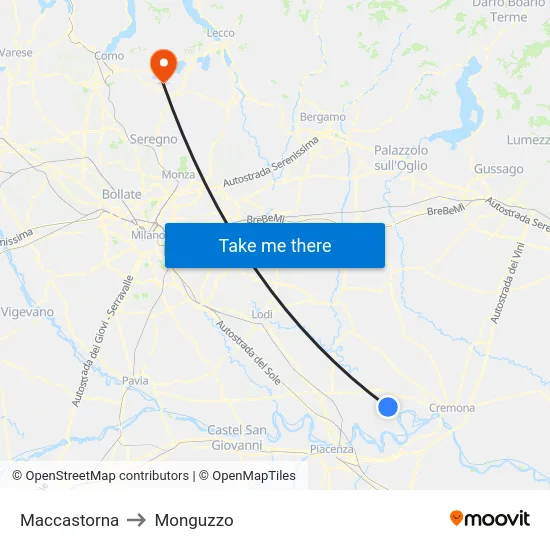 Maccastorna to Monguzzo map