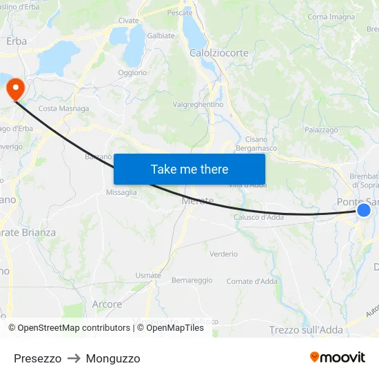 Presezzo to Monguzzo map