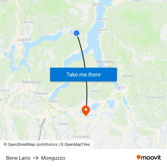 Bene Lario to Monguzzo map