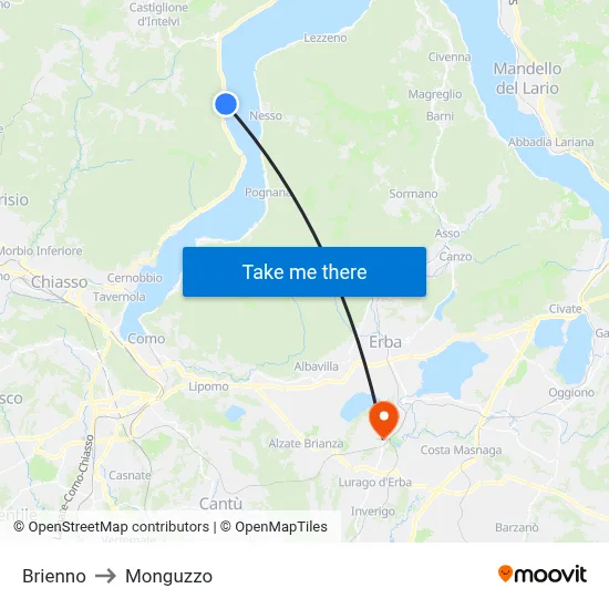 Brienno to Monguzzo map