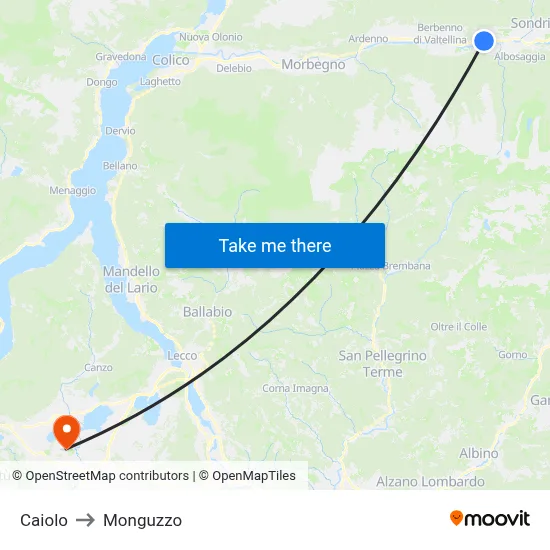 Caiolo to Monguzzo map