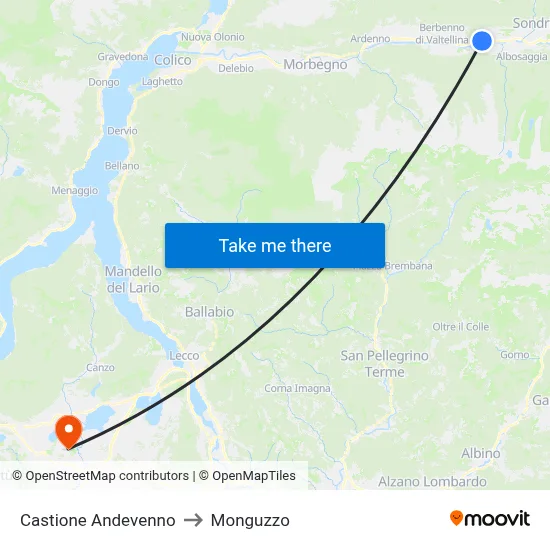 Castione Andevenno to Monguzzo map