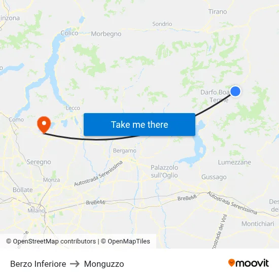 Berzo Inferiore to Monguzzo map