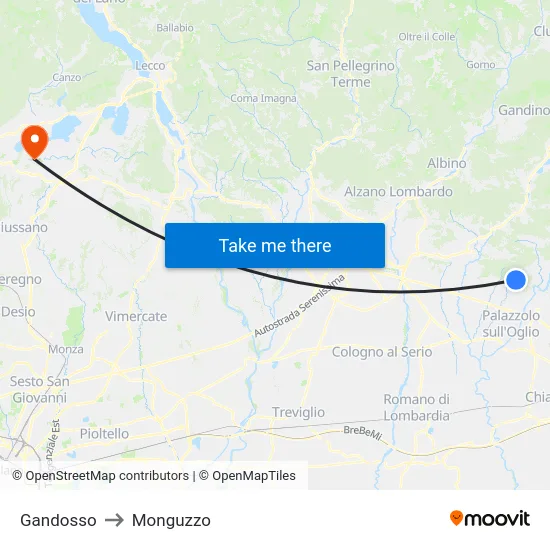 Gandosso to Monguzzo map