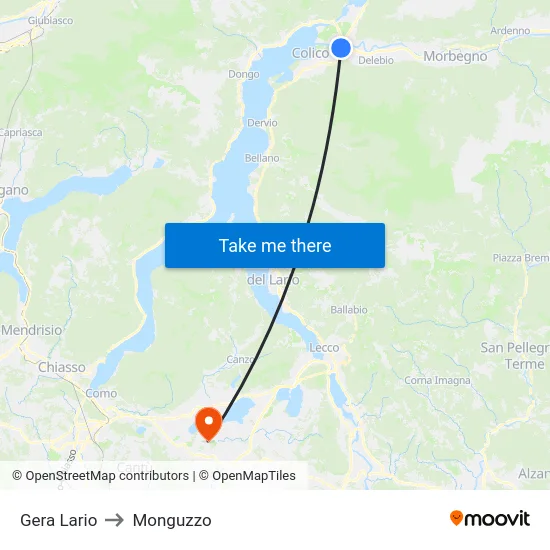 Gera Lario to Monguzzo map