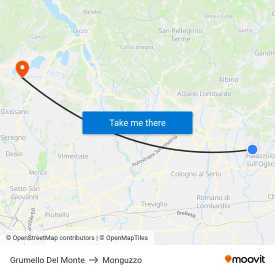 Grumello Del Monte to Monguzzo map