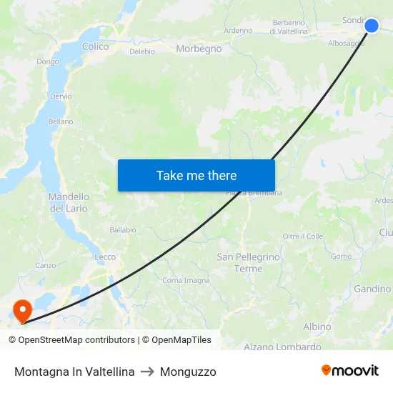 Montagna In Valtellina to Monguzzo map
