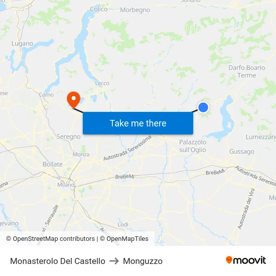 Monasterolo del Castello to Monguzzo map