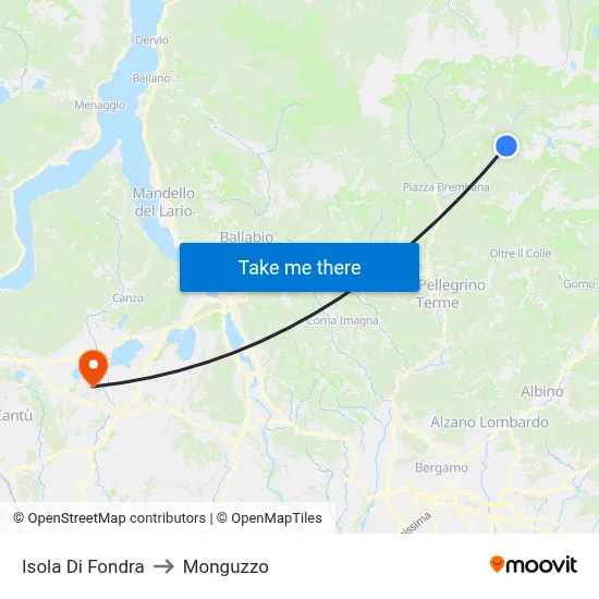 Isola Di Fondra to Monguzzo map