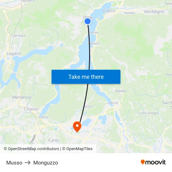 Musso to Monguzzo map