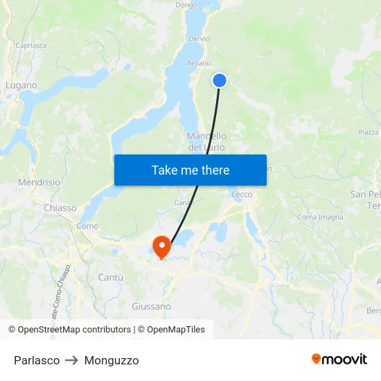 Parlasco to Monguzzo map