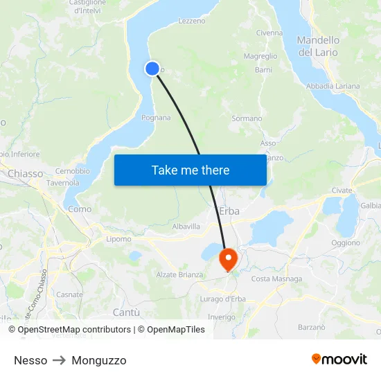 Nesso to Monguzzo map