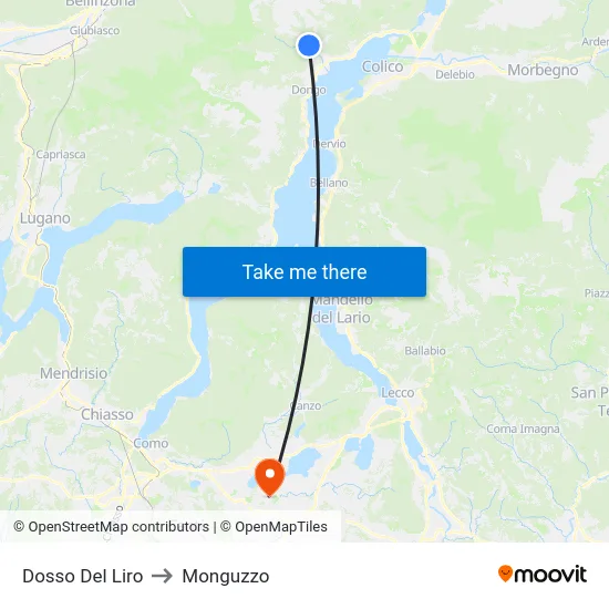 Dosso Del Liro to Monguzzo map