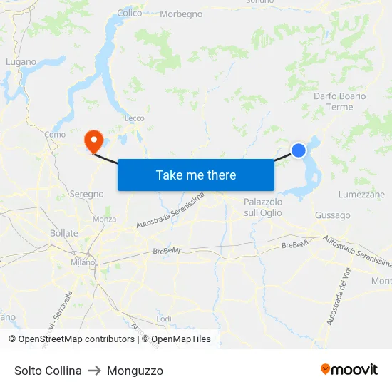 Solto Collina to Monguzzo map