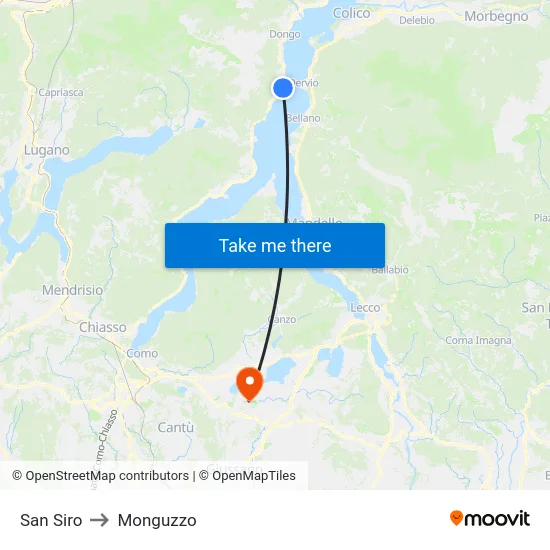 San Siro to Monguzzo map