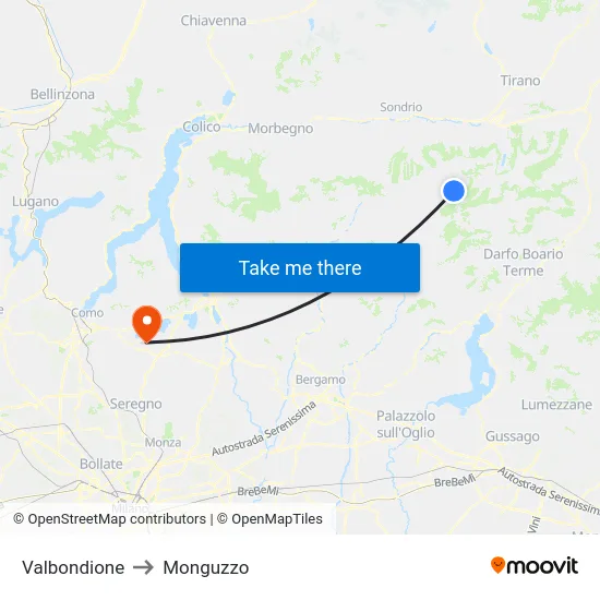 Valbondione to Monguzzo map