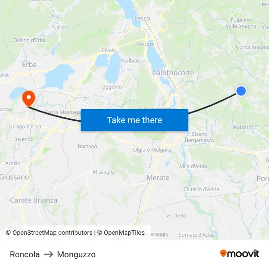 Roncola to Monguzzo map