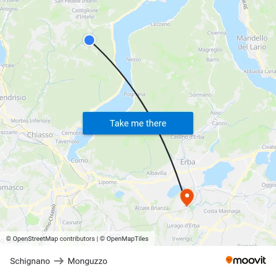 Schignano to Monguzzo map