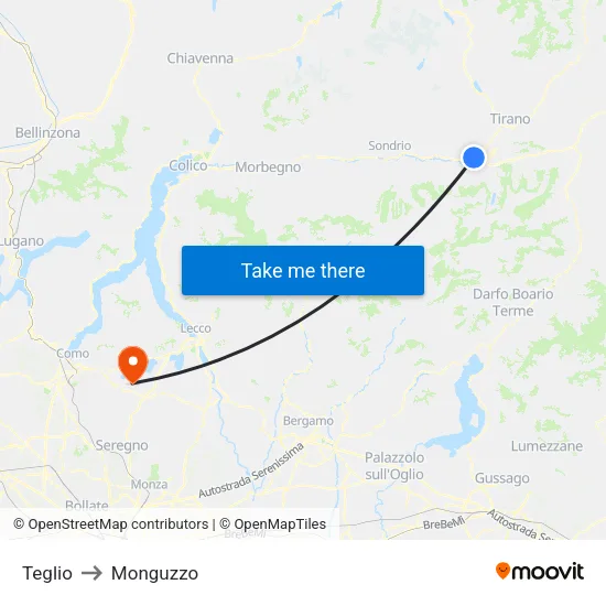 Teglio to Monguzzo map